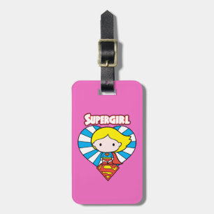 Étiquette À Bagage Chibi Supergirl Starburst Coeur et logo