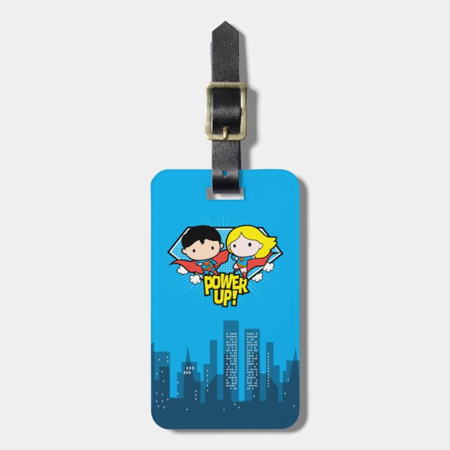 Étiquette À Bagage Chibi Superman & Chibi Supergirl Power Up! (Devant Vertical)