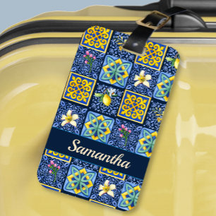 Étiquette À Bagage Chic Bleu turquoise Sicilien agrumes méditerranéen