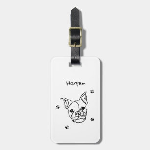 Étiquette À Bagage Chic French Bulldog Line Art : Modifier votre text