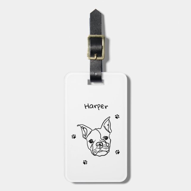 Étiquette À Bagage Chic French Bulldog Line Art : Modifier votre text (Devant Vertical)