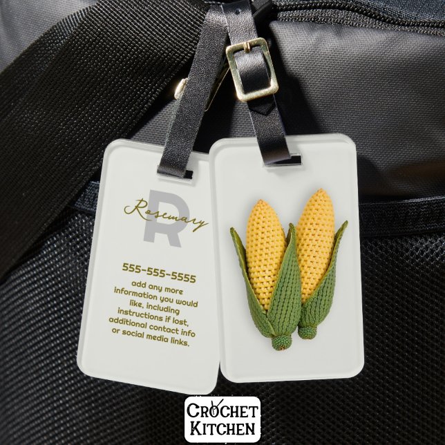 Étiquette À Bagage Chic Grand-mère's Garden Moderne Crochet Nom du ma (Créateur téléchargé)