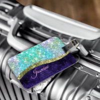 Chic irisé violet bleu faux parties scintillant mo