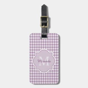 Étiquette À Bagage Chic Monogramme Lumière Purple Houndstooth Avec No