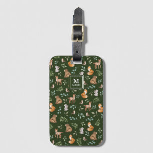 Étiquette À Bagage Chic Moody Green Woodland Forest Animogramme