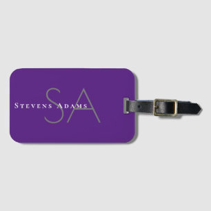 Étiquette À Bagage Chic Professionnel Violet Pervenche Monogrammé