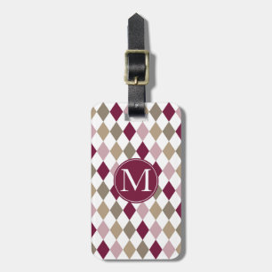 Étiquette À Bagage Chic rose diamants or Monogramme