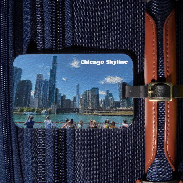 Étiquette À Bagage Chicago, Illinois Abstrait Skyline (Insitu Rectoal 4)