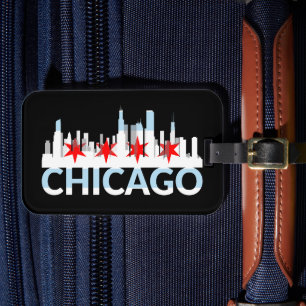 Étiquette À Bagage Chicago Illinois Ville Ventée 4 Étoiles Logo Chi T