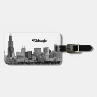 Étiquette À Bagage Chicago Skyline Etché