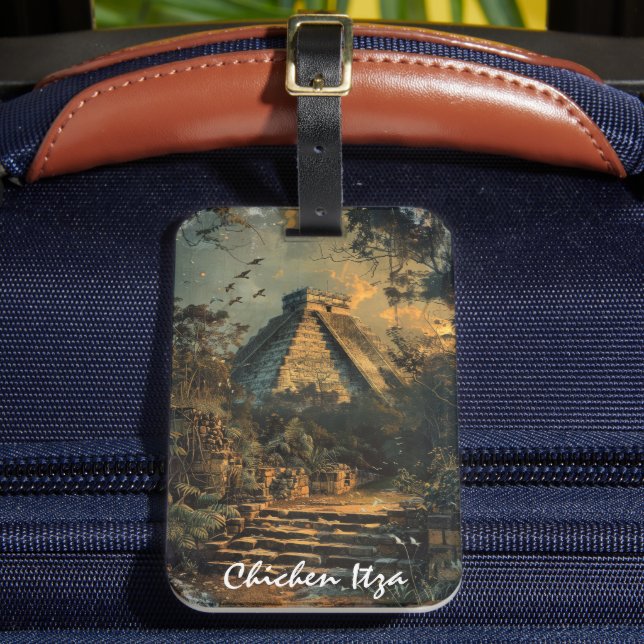 Étiquette À Bagage Chichen Itza Mexique Vintage voyage (Insitu Rectoal 2)