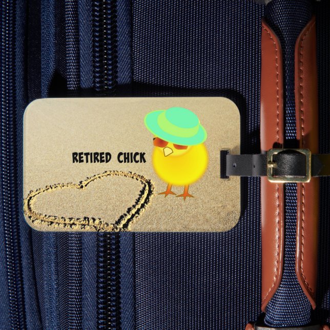 Étiquette À Bagage Chick à la retraite, design populaire, (Insitu Rectoal 4)
