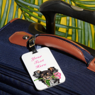 Étiquette À Bagage Chien avec bagage Rose Balise Nom du texte personn