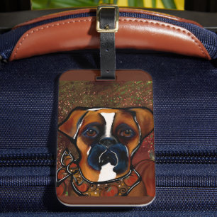 Étiquette À Bagage Chien Boxer