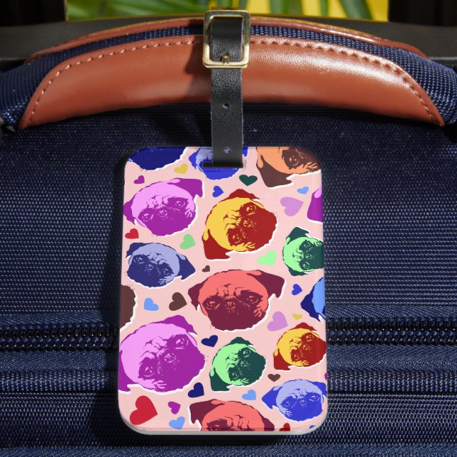 Étiquette À Bagage Chien Chiot Carlin Style PopArt Rétro (Insitu Rectoal 2)