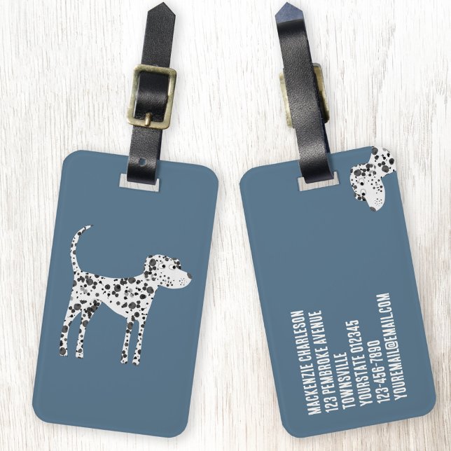 Étiquette À Bagage Chien dalmate amusant (Dalmatian dog personalized luggage tag)