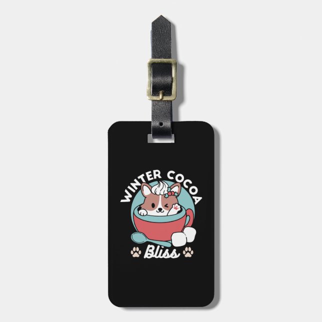 Étiquette À Bagage Chien dans la Mug Festive pour Vibes de vacances - (Devant Vertical)