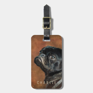 Étiquette À Bagage Chien de Carlin noir