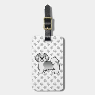 Étiquette À Bagage Chien de dessin animé Lhasa Apso argent et blanc &