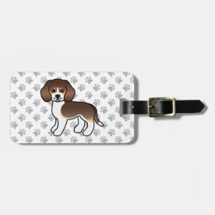 Étiquette À Bagage Chien de dessin animé mignon Beagle tricolore au c
