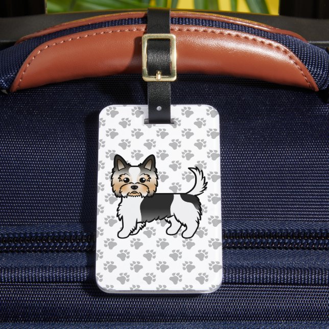 Étiquette À Bagage Chien de dessin animé mignon Biewer Terrier & Text (Insitu Rectoal 2)