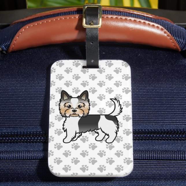 Étiquette À Bagage Chien de dessin animé mignon Biewer Terrier & Text (Insitu Rectoal 2)