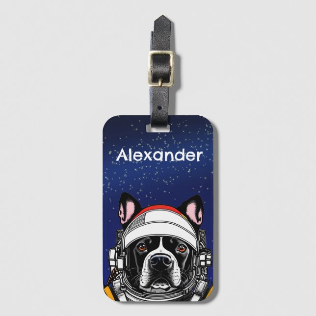 Étiquette À Bagage Chien de l'espace Personnalisé (Devant Vertical)