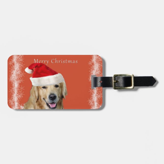 Étiquette À Bagage Chien de Noël (Devant horizontal)