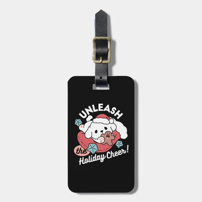 Étiquette À Bagage Chien de Noël à Santa Hat - Jour de Noël pour Anim (Devant Vertical)
