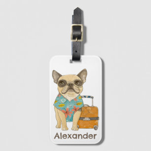 Étiquette À Bagage Chien de voyage tropical personnalisé