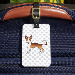 Étiquette À Bagage Chien Ibizan Hound à poil dur rouge et blanc & pat