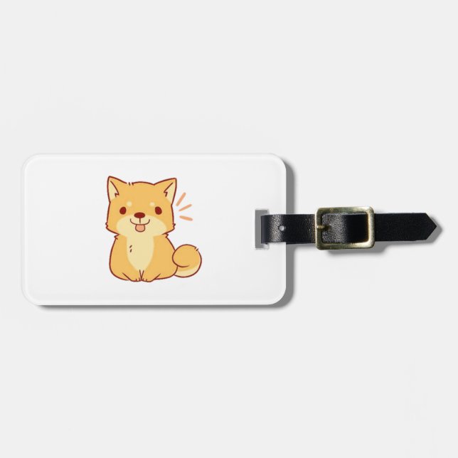 Étiquette À Bagage Chien Kawaii Shiba (Devant horizontal)