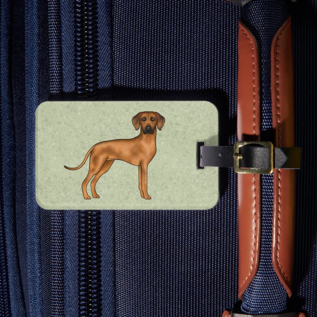 Étiquette À Bagage Chien Lion Brun Mignon Rhodesian Ridgeback Vert (Insitu Rectoal 4)
