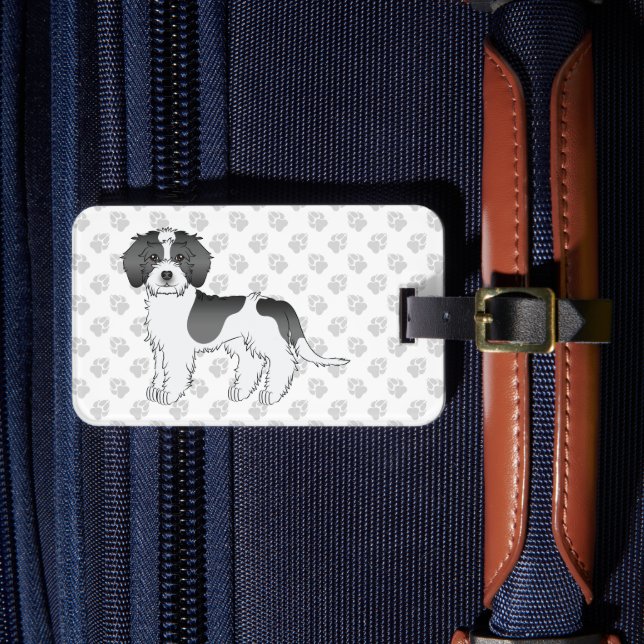 Étiquette À Bagage Chien Mini Goldendoodle Parti-couleur Noir & Texte (Insitu Rectoal 4)
