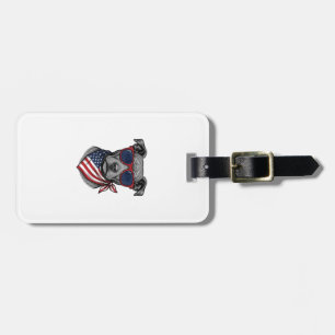 Étiquette À Bagage Chien Patriotique Avec Lunettes De Soleil Design D