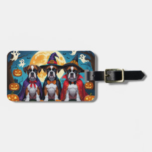Étiquette À Bagage Chiens Boxer Citrouille Halloween Drôle