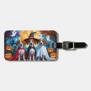 Étiquette À Bagage Chiens de Basenji Citrouille Halloween drôle