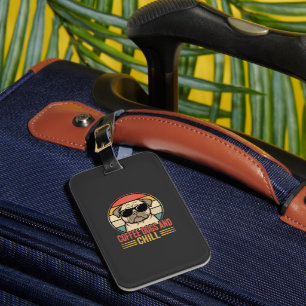 Étiquette À Bagage Chiens de café et Pug Rétro Chill