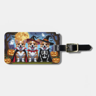 Étiquette À Bagage Chiens de Corgi Citrouille Halloween Funny