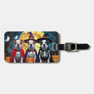 Étiquette À Bagage Chiens de Pitbull Citrouille Halloween drôle