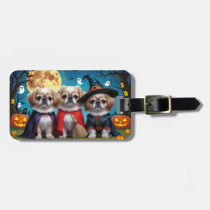 Étiquette À Bagage Chiens Pekingese Citrouille Halloween drôle