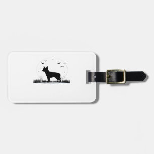 Étiquette À Bagage Chihuahua Chien � Halloween Lune Silhouette Classi