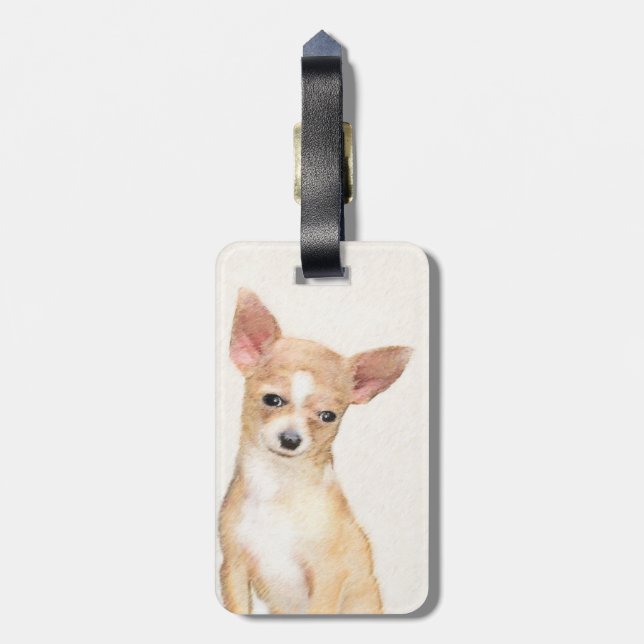 Étiquette À Bagage Chihuahua Peinture - Cute Original Chien Art (Dos Vertical)