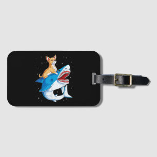 Étiquette À Bagage Chihuahua Riding Requin Jawsome Espace Galaxy Amén