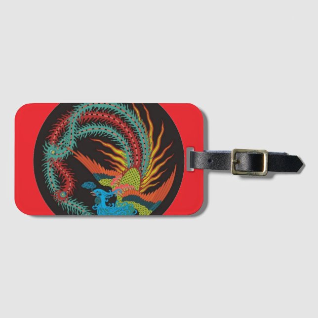 Étiquette À Bagage "Chinese Dragon-Peacock" (Devant Horizontal)