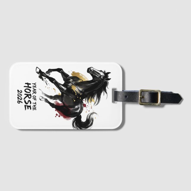 Étiquette À Bagage Chinese New Year 2026 Horse Art (Devant Horizontal)