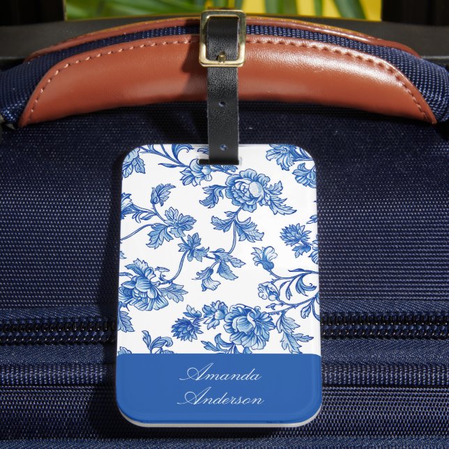 Étiquette À Bagage Chinoiserie bleue et blanche (Insitu Rectoal 2)