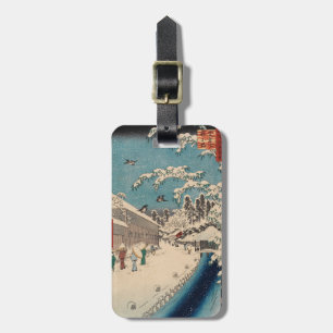 Étiquette À Bagage Chinoiserie Ukiyo-e Paysage japonais d'hiver ennei