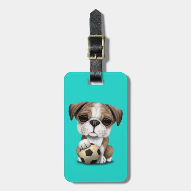 Étiquette À Bagage Chiot britannique mignon de bouledogue avec du Ba (Devant Vertical)