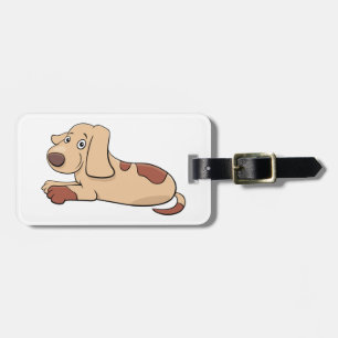 Étiquette À Bagage Chiot chien tacheté marron et bronzé mignon
